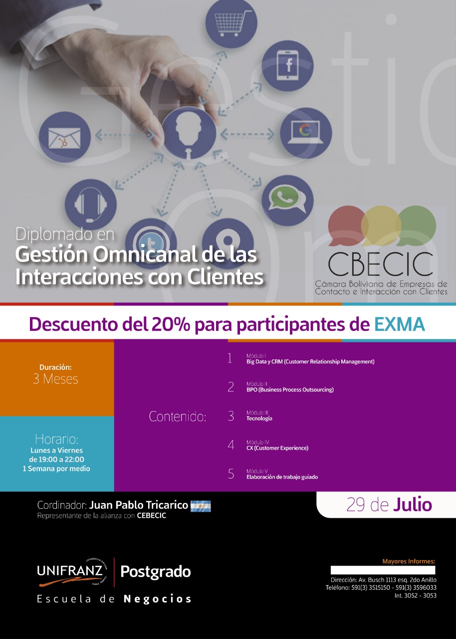 Unifranz lanza el Diplomado en Gestión Omnicanal de las Interacciones entre las Marcas y sus Clientes.