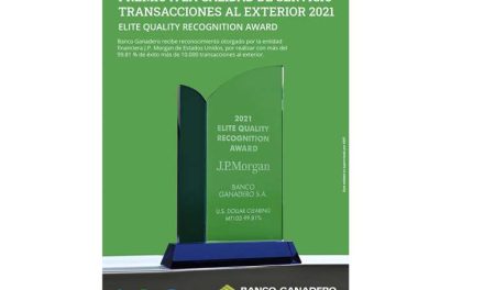 Banco Ganadero recibe premio a la excelencia por sus servicios de Comercio Exterior.